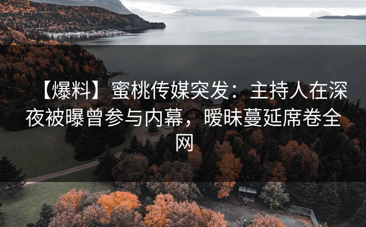 【爆料】蜜桃传媒突发：主持人在深夜被曝曾参与内幕，暧昧蔓延席卷全网