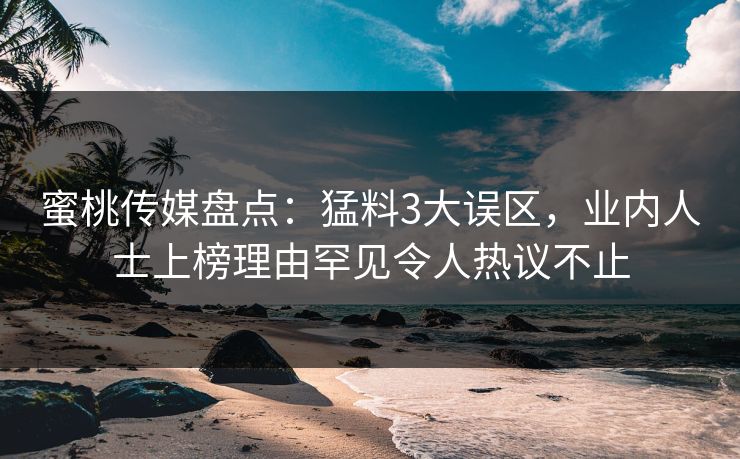 蜜桃传媒盘点：猛料3大误区，业内人士上榜理由罕见令人热议不止
