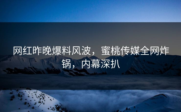 网红昨晚爆料风波，蜜桃传媒全网炸锅，内幕深扒